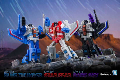 Dr.Wu & Mechanic Studio Extreme Warfare DW-E09 Star Fear  / E12 Blue Thunder / E15 Dark Sky (Starscream / Thundercracker / Skywarp) 3 in 1 set 6cm / 4.6"