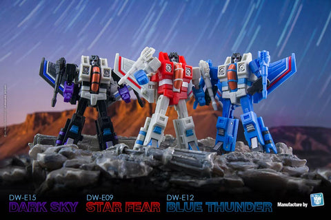 Dr.Wu & Mechanic Studio Extreme Warfare DW-E09 Star Fear  / E12 Blue Thunder / E15 Dark Sky (Starscream / Thundercracker / Skywarp) 3 in 1 set 6cm / 4.6"