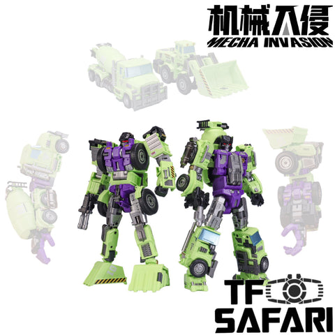 【Pre-Order】Mecha Invasion GLA01 GLA-01 Loader (Scrapper) & GLA02 GLA-02 Mixer (Mixmaster) Giant Legion Heavy Builder (Constructors Devastator) Combiner (2 in 1 set) 21.5cm / 8.5"