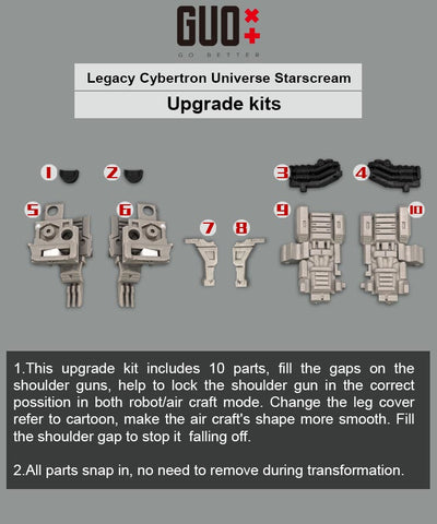 Go Better Studio GX-67 GX67 Upgrade Kit / Gap fillers for Legacy United Cybertron Universe Starscream Upgrade Kit