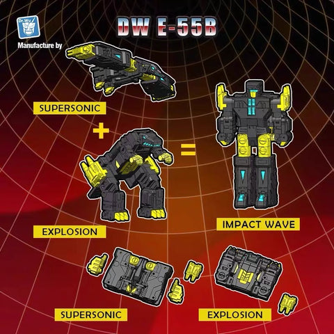 Dr.Wu DW-E55B Impact Wave / Supersonic and Explosion (Dairu and Zauru, 2 in 1 Mini-Cassette Warriors ) for WFC Siege Soundwave / Blaster Dr Wu Black Version