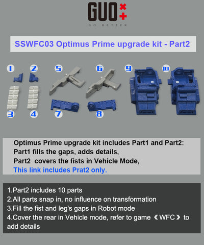 Go Better Studio GX-55A GX-55B GX55A GX55B Gap fillers for WFC Studio Series Voyager 03 Gamer Edition SS GE03 Optimus Prime Upgrade Kit