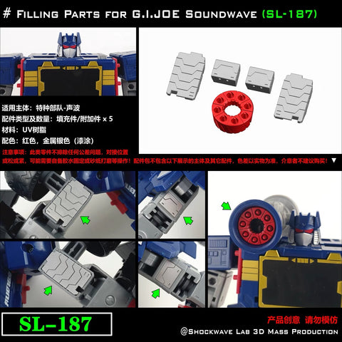 Shockwave Lab SL187 SL-187 Upgrade Kit for G.I.Joe GI Joe Soundwave