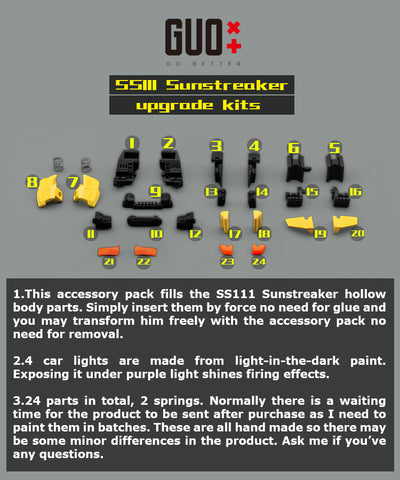 Go Better Studio GX-62 GX62 Upgrade Kit / Gap fillers for Studio Series 111 SS-111 Concept Art Sunstreaker Upgrade Kit